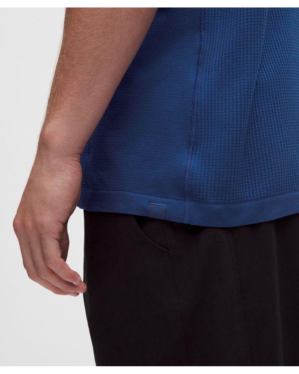 lululemon athletica Blue Textured Seamless Polo Shirt for men