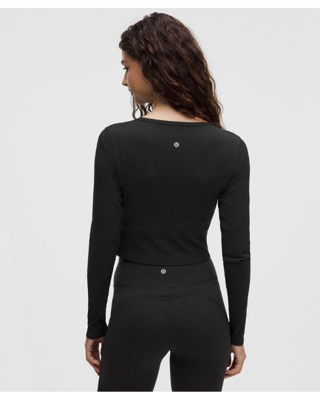 lululemon athletica Black – Nulu Ribbed Wrap-Front Long-Sleeve Shirt Heart – – Size Medium