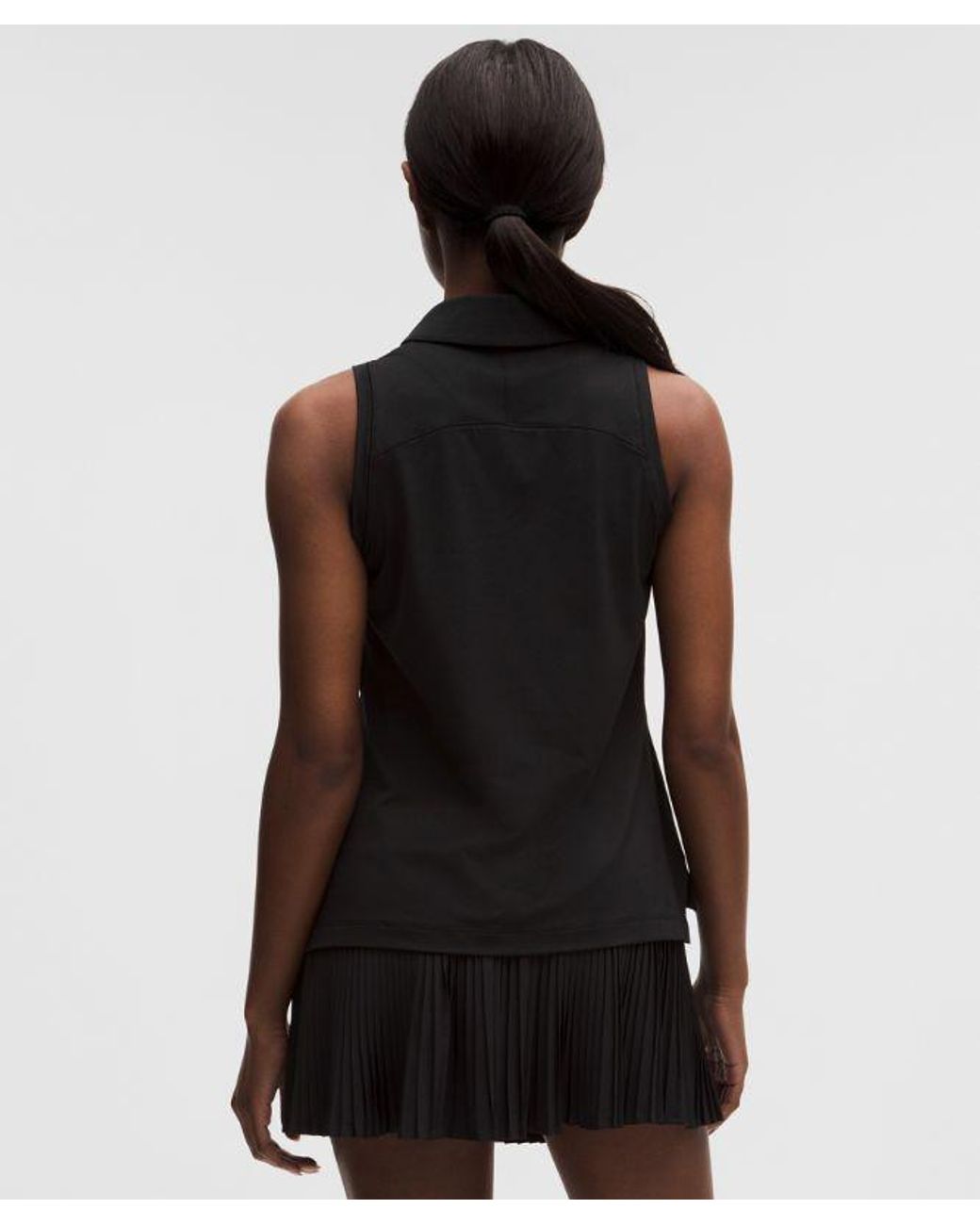 lululemon athletica Black Quick-Dry Sleeveless Polo Shirt Straight Hem