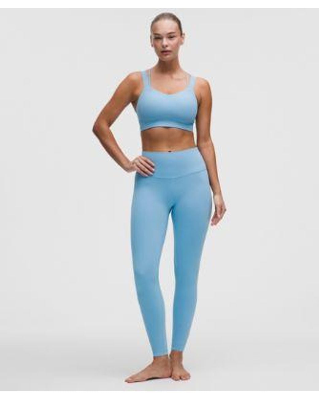 lululemon athletica Blue – Like A Cloud Ribbed Longline Sports Bra Light Support, D/Dd Cup – – Size 14