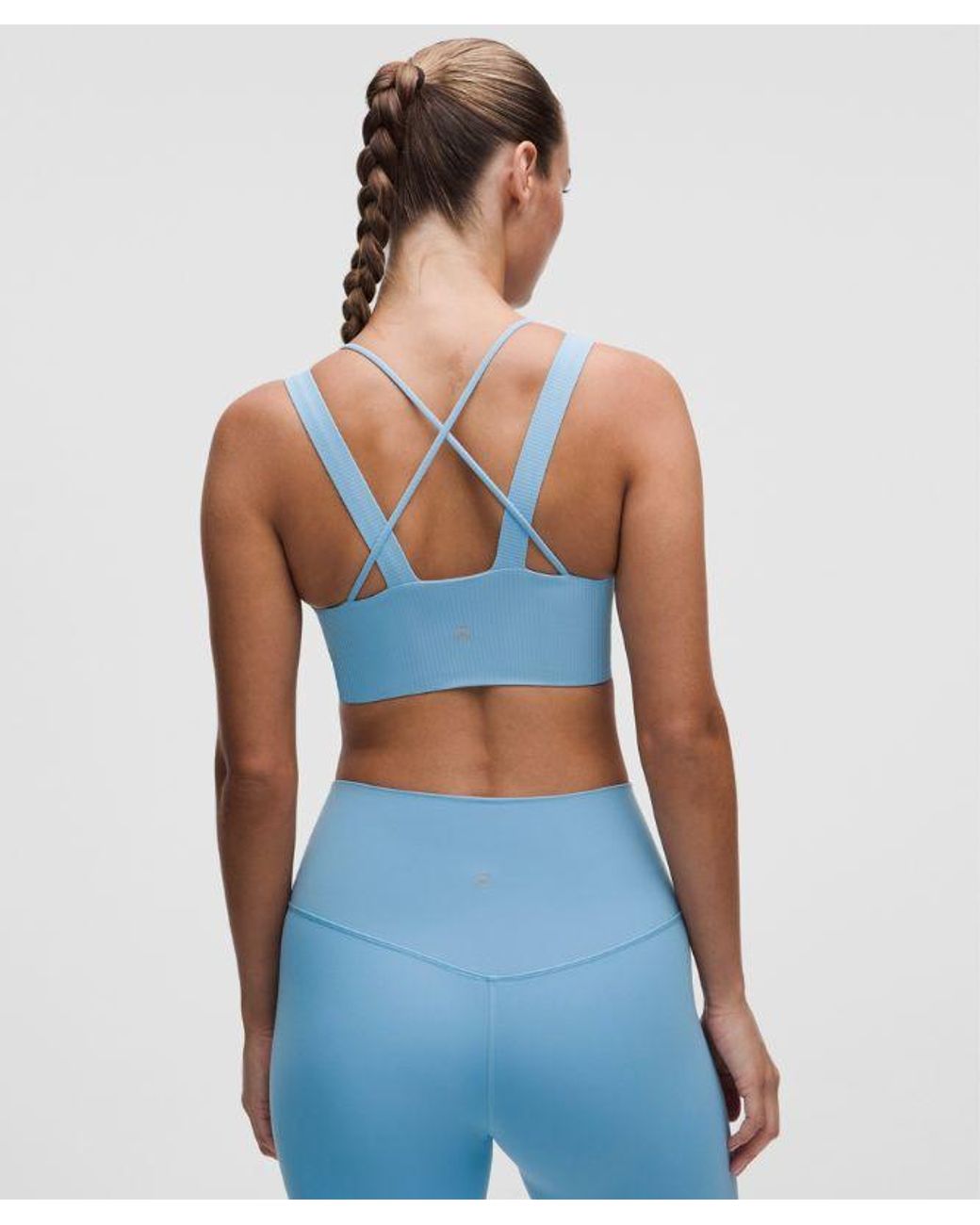 lululemon athletica Blue – Like A Cloud Ribbed Longline Sports Bra Light Support, D/Dd Cup – – Size 14