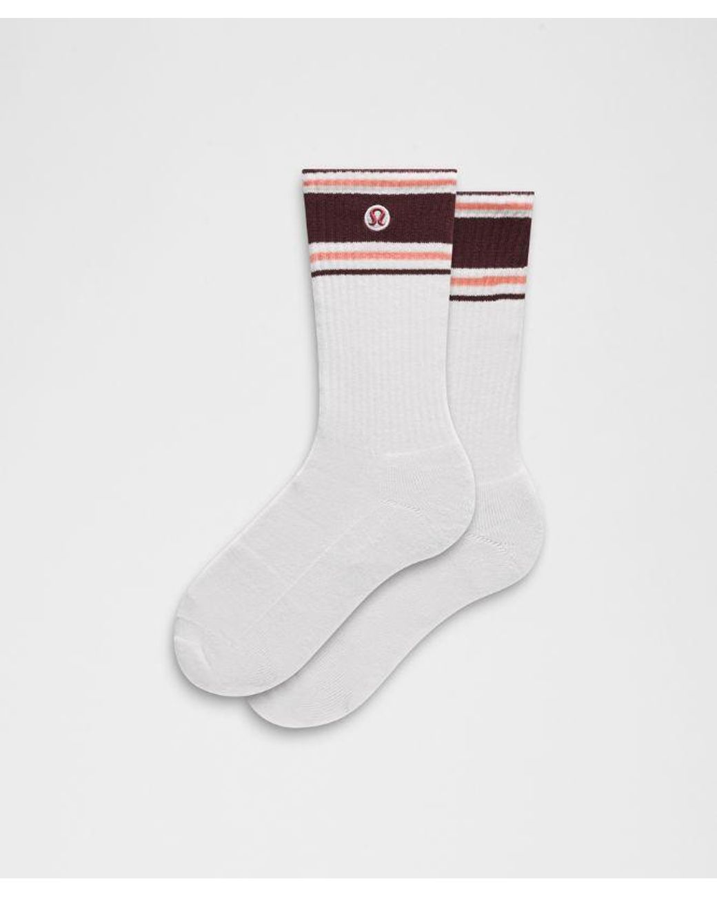 lululemon athletica White – Daily Essential Crew Socks Retro Stripe – – Size Large