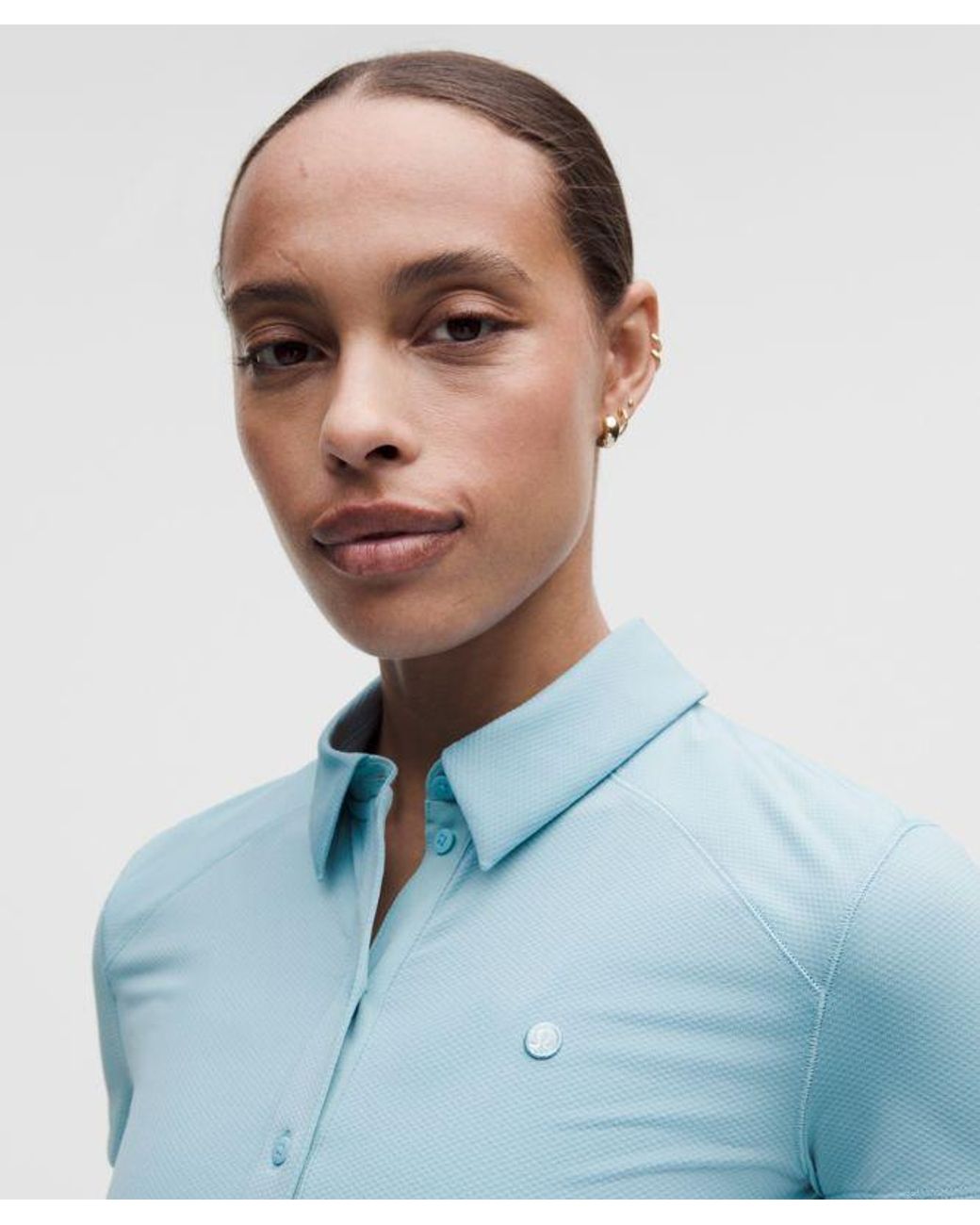 lululemon athletica Blue – Quick-Dry Short-Sleeve Polo Shirt Straight Hem Logo – – Size 18