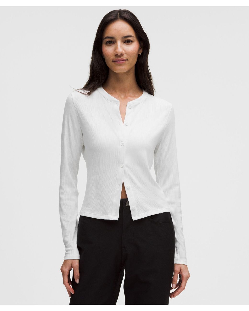 Micro Rib Cardigan lululemon Hold Tight Micro-Rib Cardigan in White | Lyst