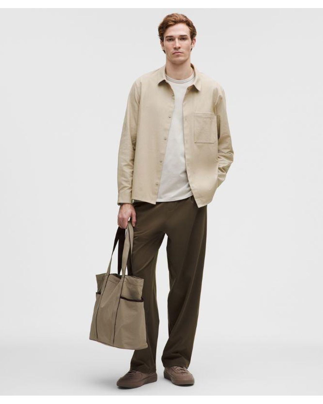 lululemon athletica Natural – Brushed Woven Overshirt – Color Khaki – Size Large for men
