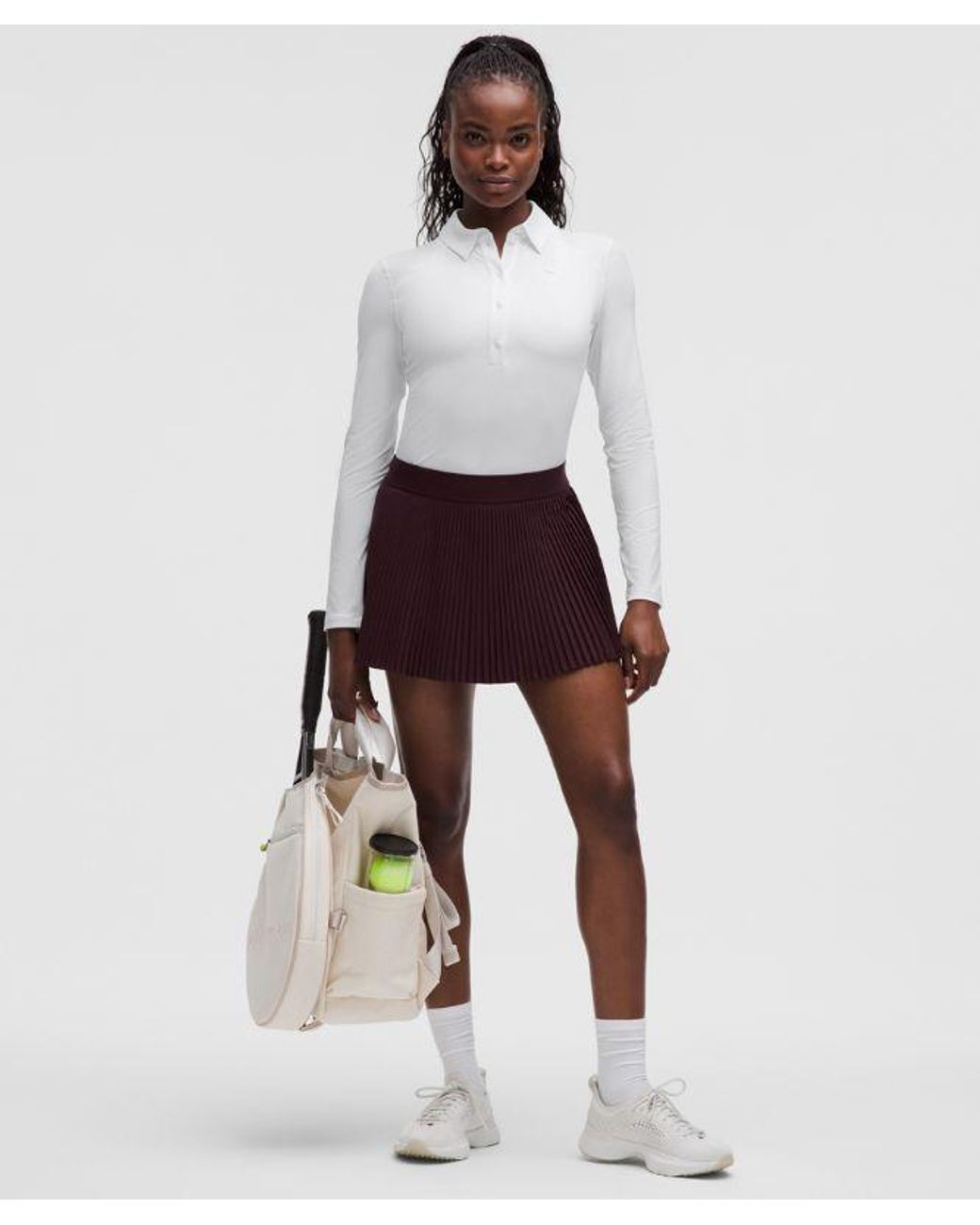 lululemon athletica White Quick-Dry Long-Sleeve Polo Shirt