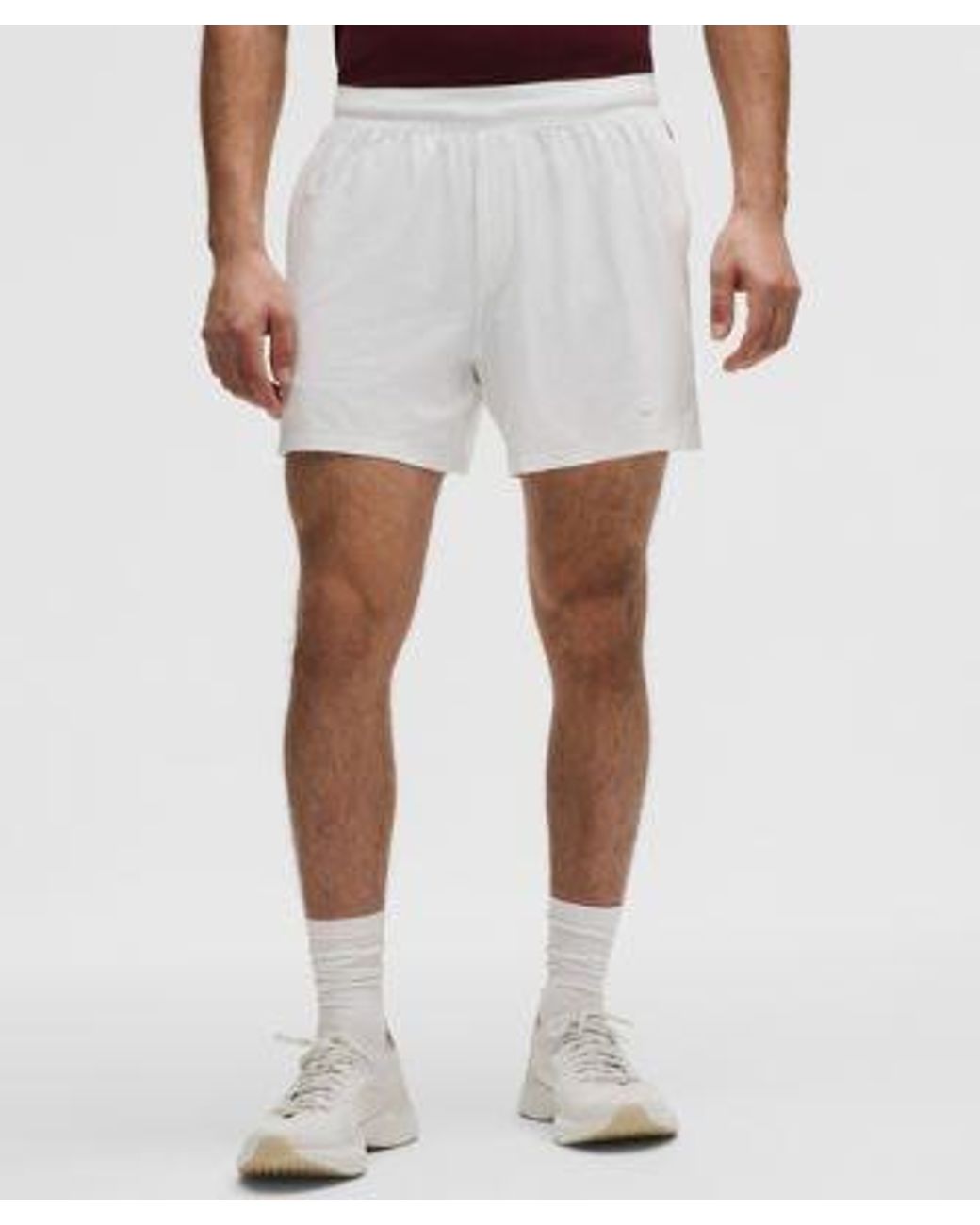 lululemon athletica White Striped Mesh Tennis Short 5" for men