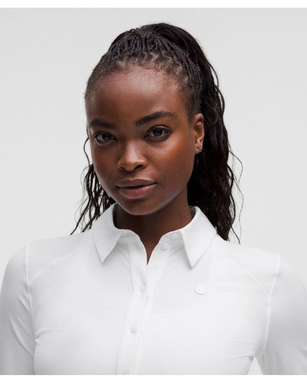 lululemon athletica White Quick-Dry Long-Sleeve Polo Shirt
