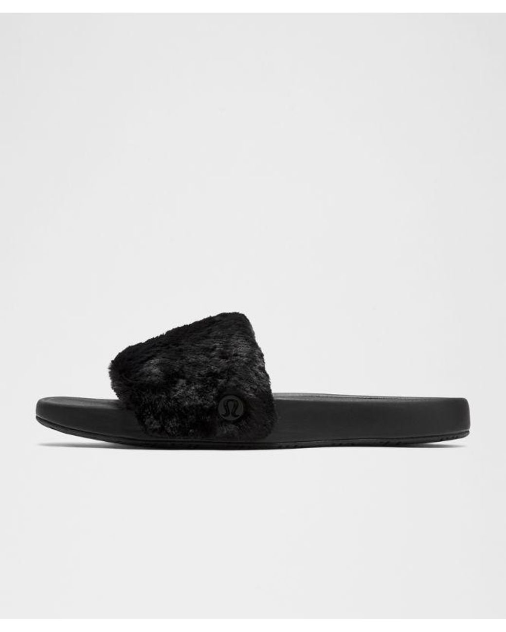 lululemon athletica Black Restfeel Faux Fur Slide
