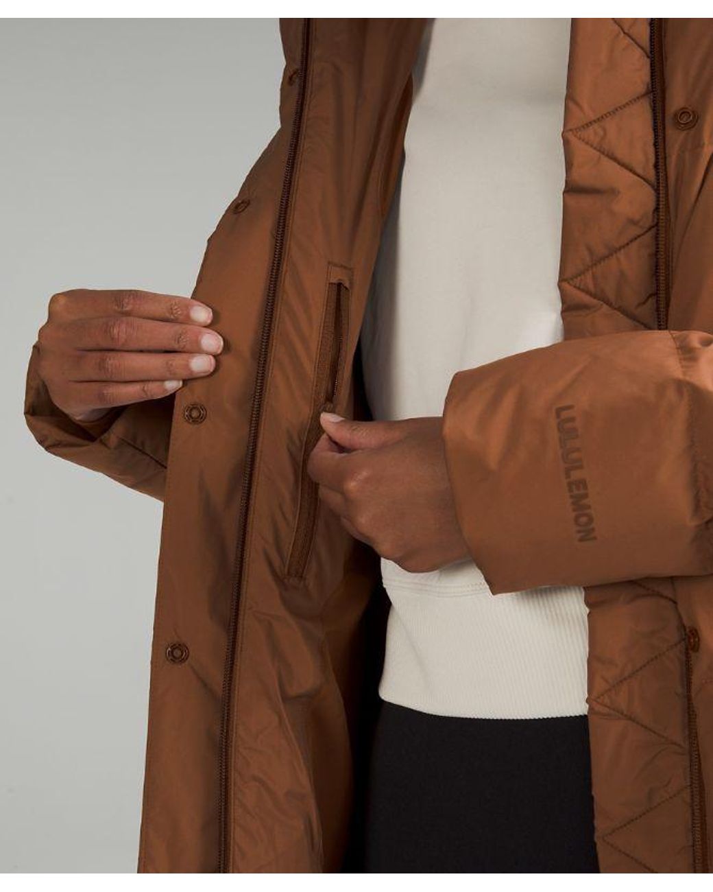 lululemon athletica Wunder Puff Long Jacket - Color Brown - Size 12