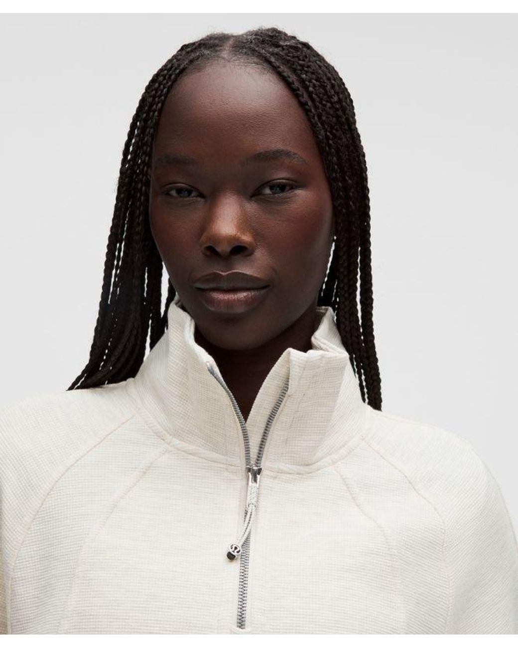 lululemon athletica Natural – Scuba Cropped Funnel-Neck Half Zip Sweatshirt Waffle – – Size Large