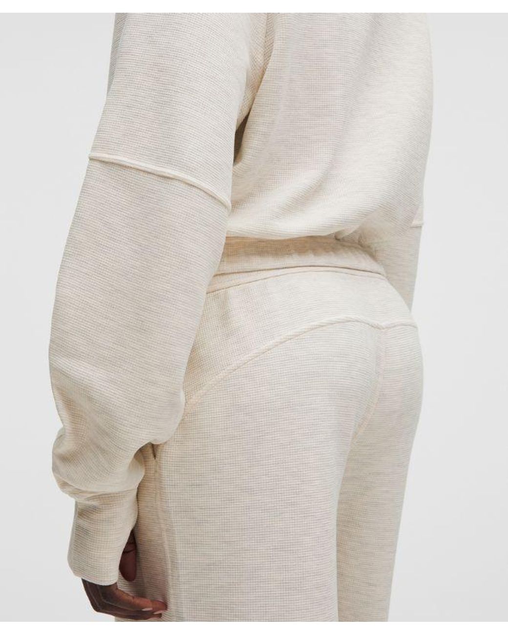 lululemon athletica Natural – Scuba Cropped Funnel-Neck Half Zip Sweatshirt Waffle – – Size Large
