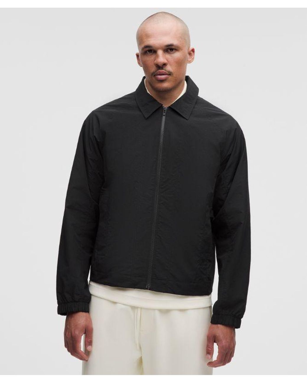 lululemon athletica Black Cotton-Blend Collared Jacket for men