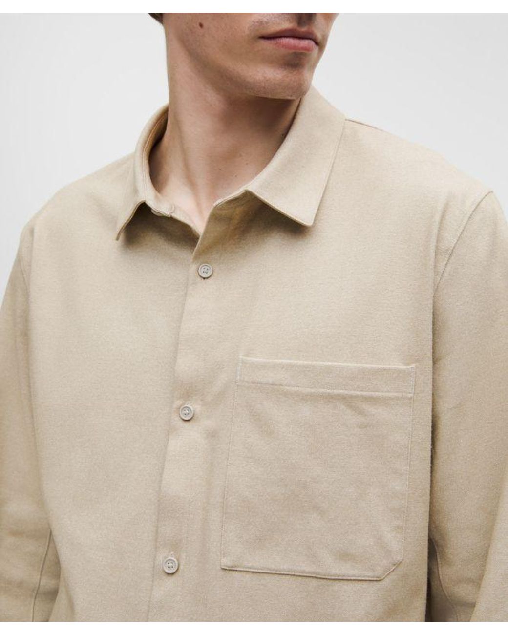 lululemon athletica Natural – Brushed Woven Overshirt – Color Khaki – Size Large for men