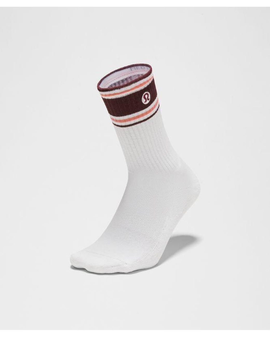 lululemon athletica White – Daily Essential Crew Socks Retro Stripe – – Size Large