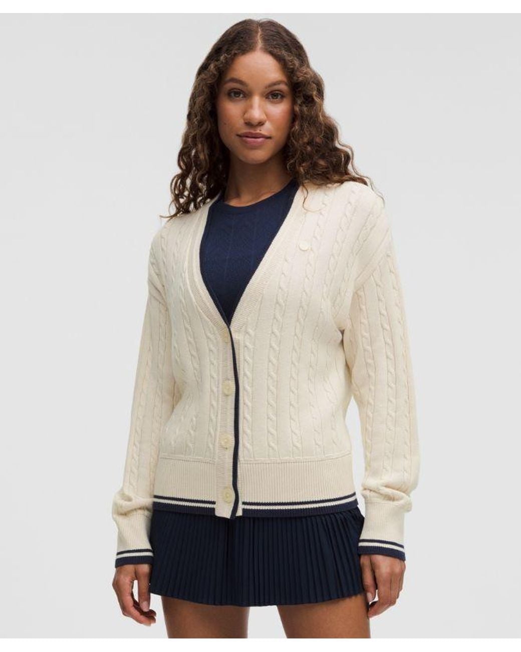 lululemon athletica Natural – Cable-Knit Cardigan Tennis Club – Cotton-Blend – –
