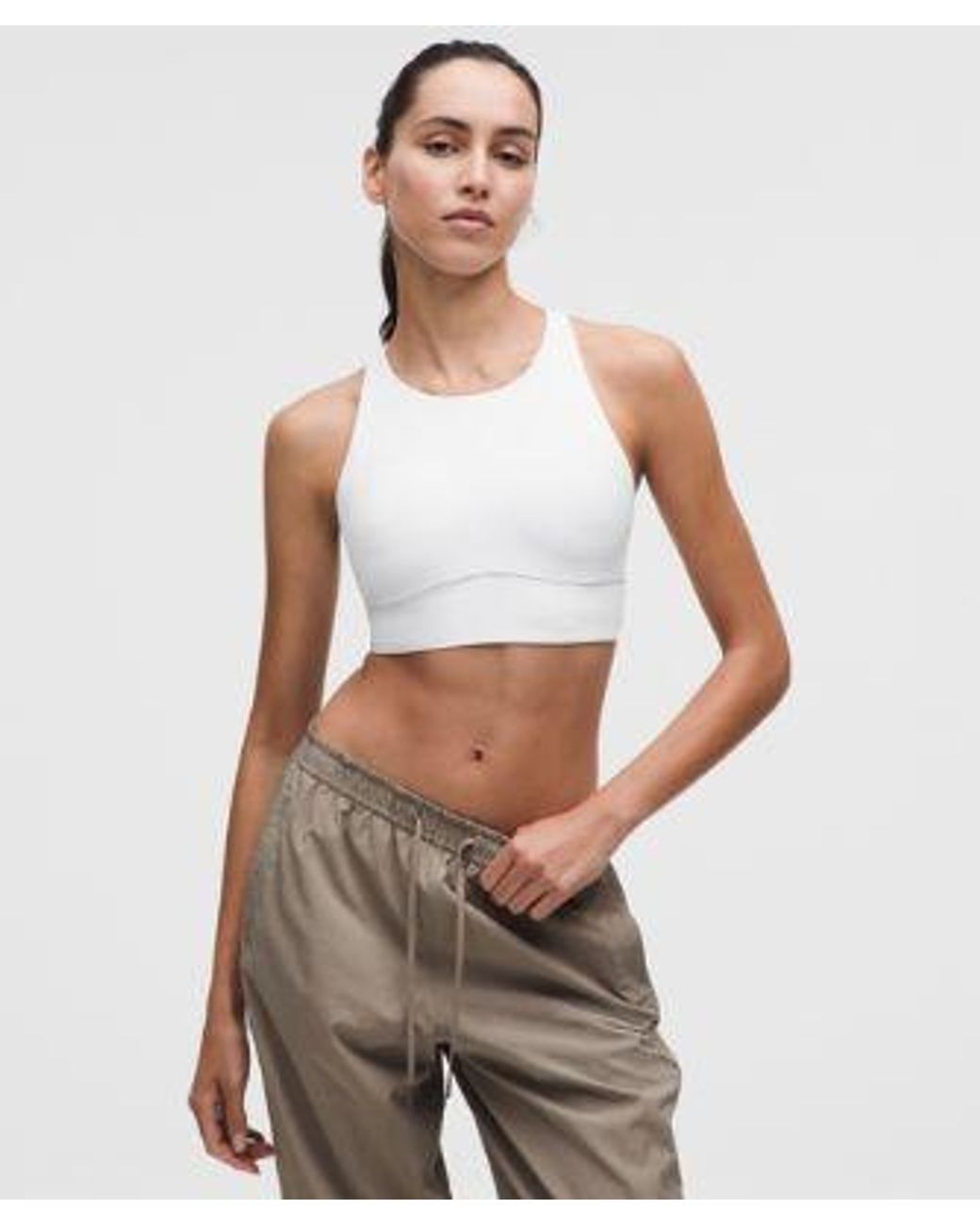lululemon athletica White – Energy High-Neck Longline Sports Bra Evolve Medium Support, B-D Cups – – Size Large