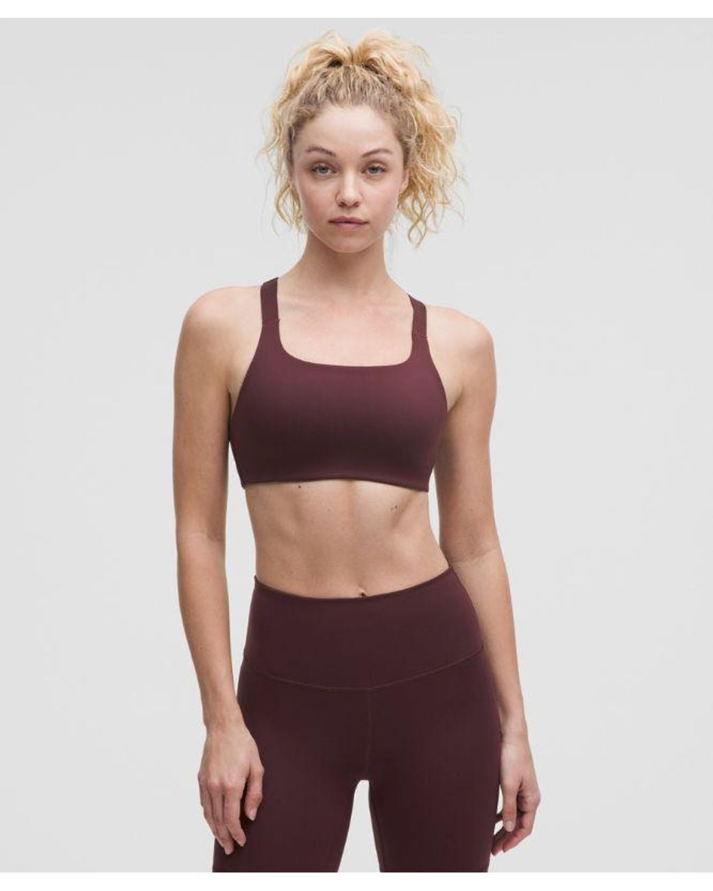 lululemon athletica Red Ultralu Square-Neck Workout Bra Medium Support, B/C Cup