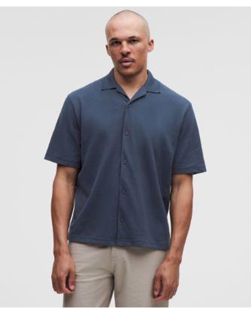 lululemon athletica Blue – Pique-Performer Camp-Collar-Shirt – – Size Large for men