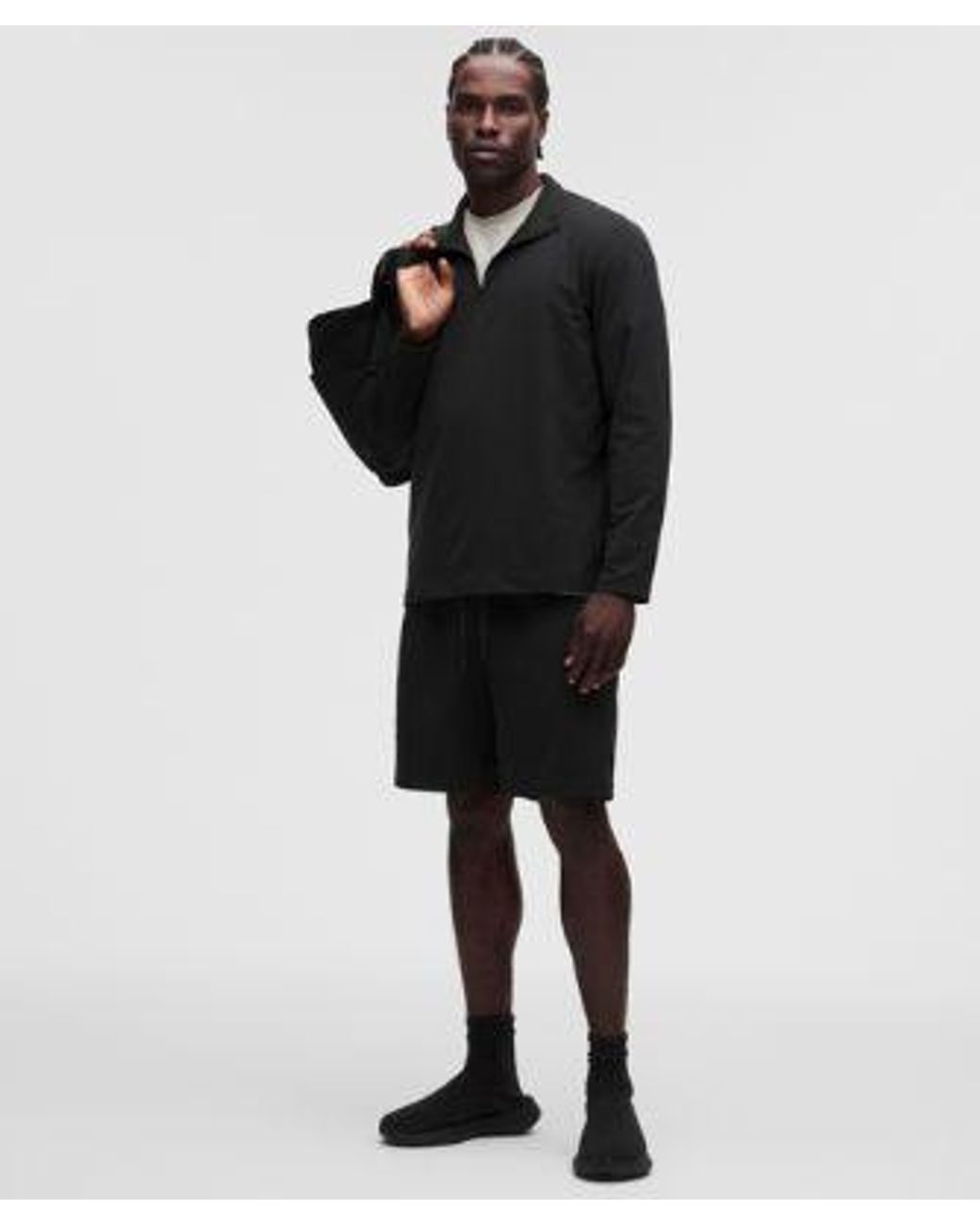 lululemon athletica Black – Soft Jersey Half Zip Long-Sleeve Top – – Size Large for men