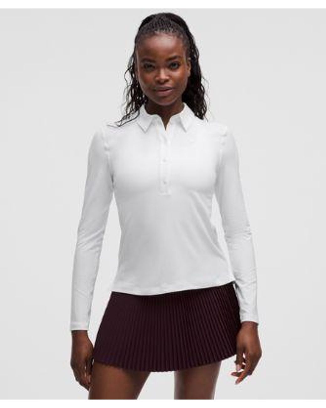 lululemon athletica White Quick-Dry Long-Sleeve Polo Shirt