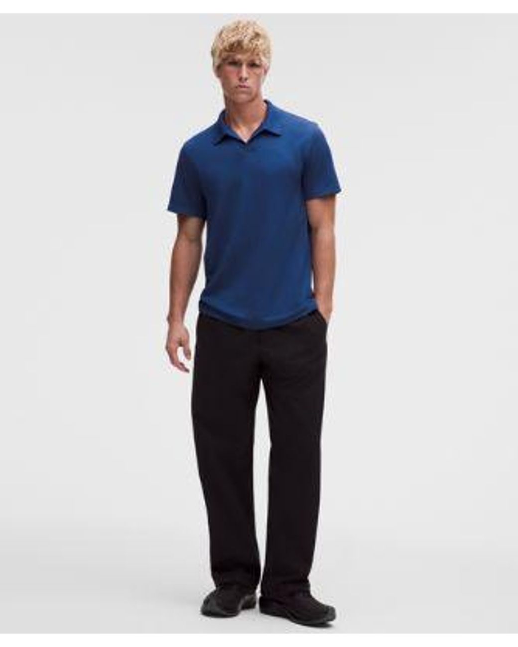 lululemon athletica Blue Textured Seamless Polo Shirt for men