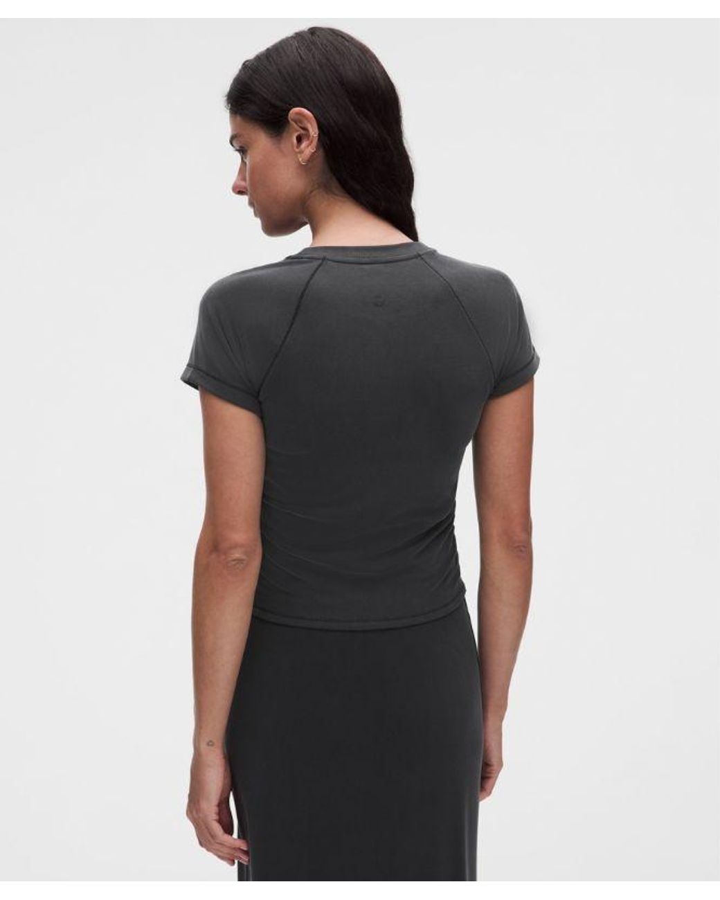 lululemon athletica Black – Micro-Rib Drapey Softstreme Baby Tee – – Size Medium