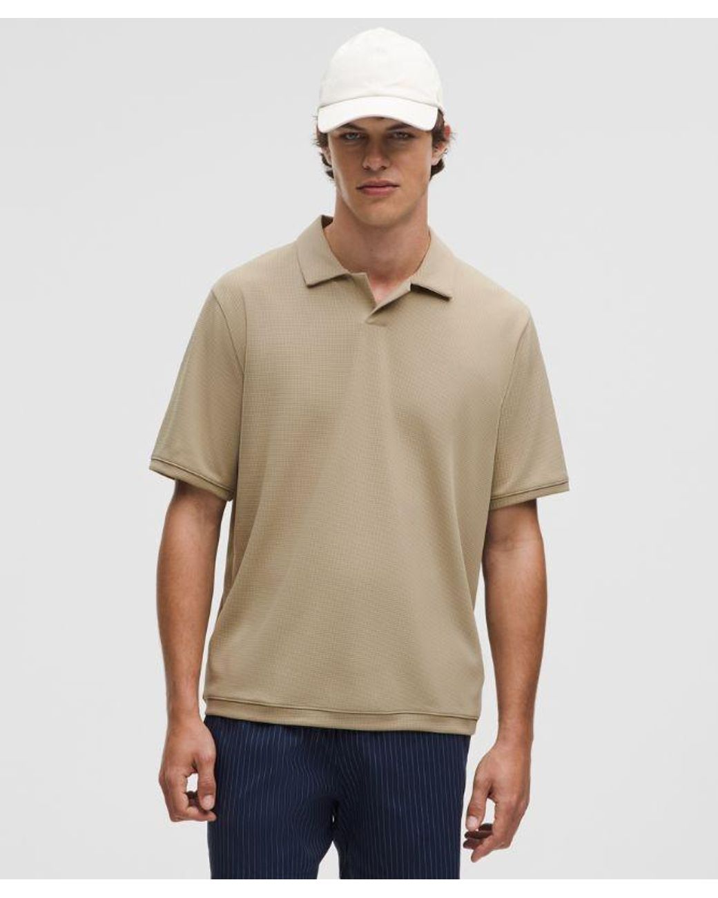 lululemon athletica Natural Textured Mesh Short-Sleeve Polo Shirt for men