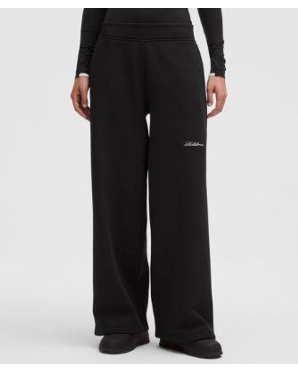 lululemon athletica Black – Big Cozy Ultra-Oversized Wide-Leg Pants Regular Wordmark – – Size Small