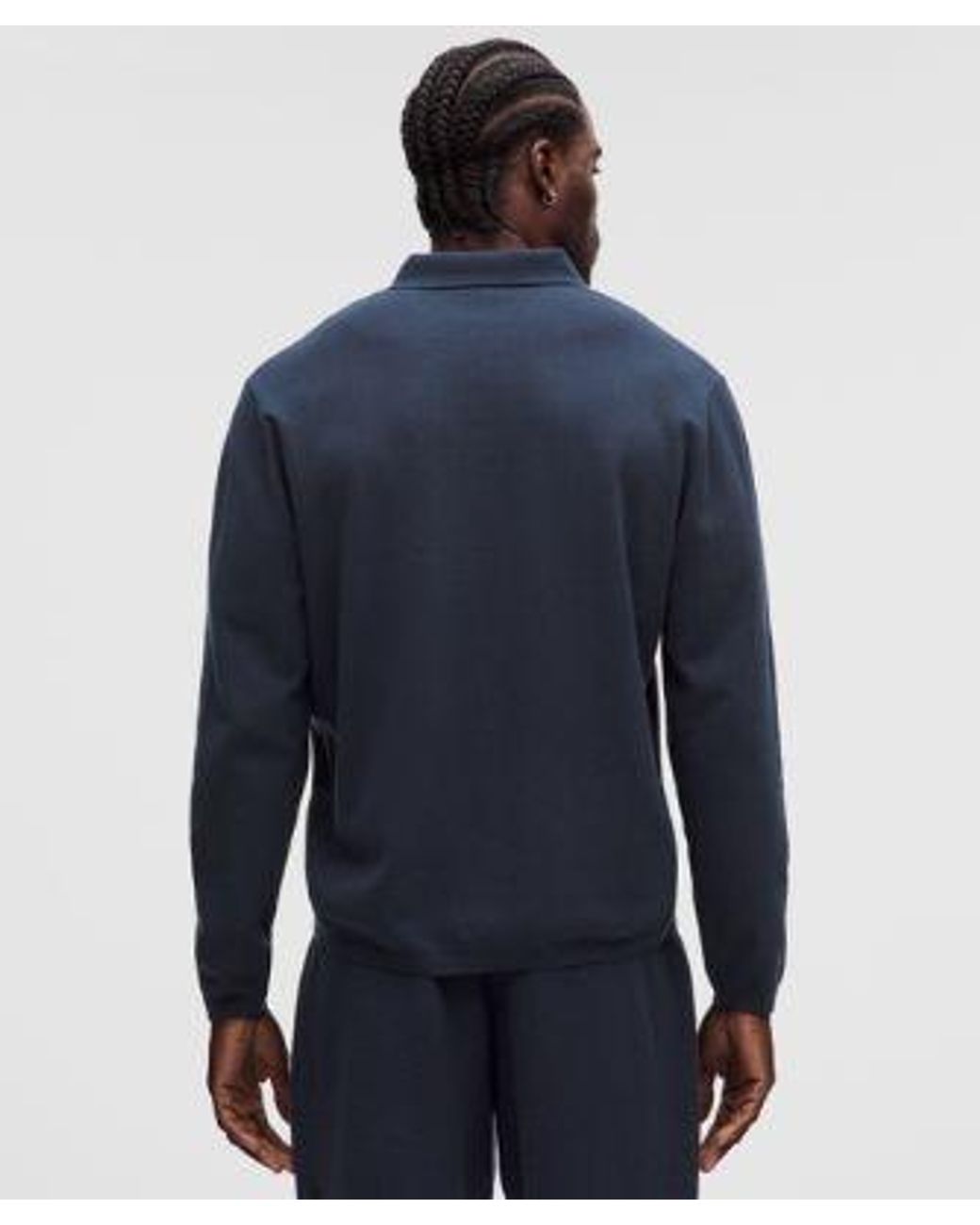 lululemon athletica Blue – Knit Long-Sleeve Polo Shirt – Cotton-Blend – – Size Large for men