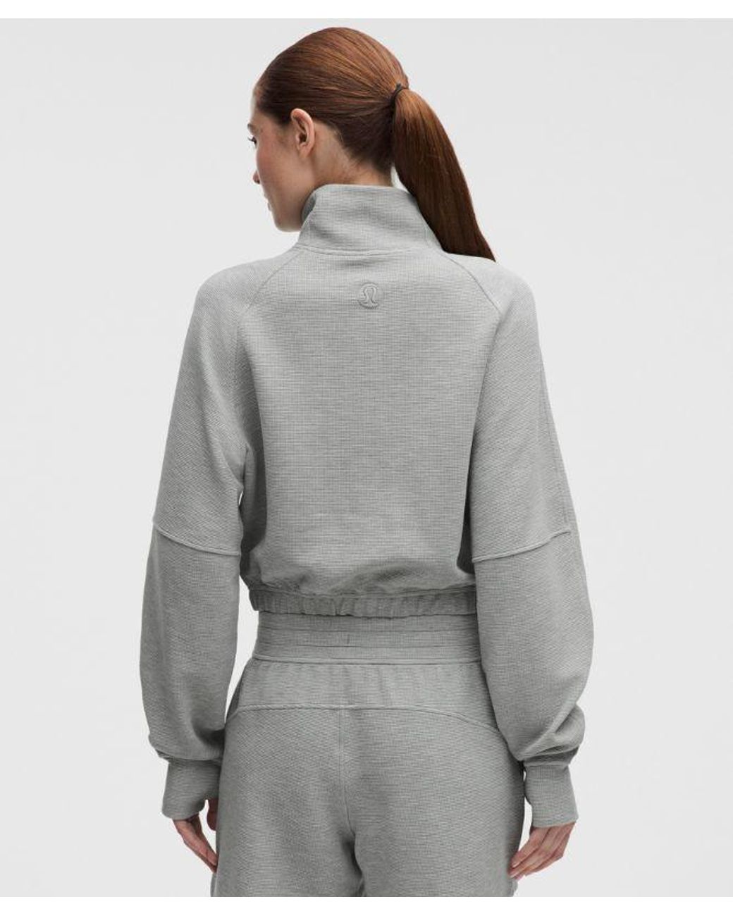 lululemon athletica Gray – Scuba Cropped Funnel-Neck Half Zip Sweatshirt Waffle – – Size Large