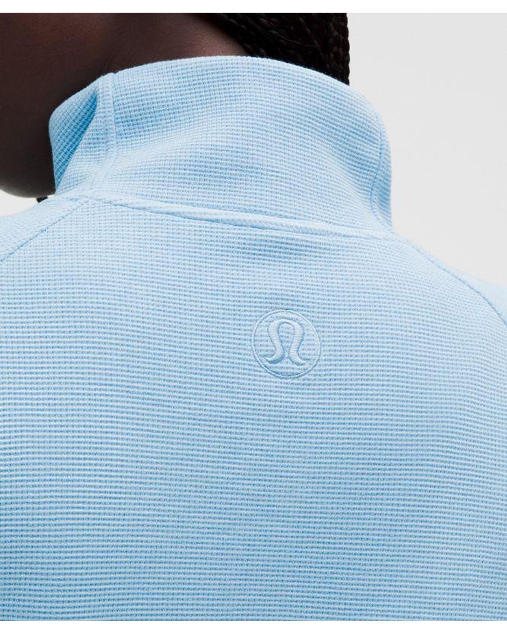 lululemon athletica Blue – Scuba Cropped Funnel-Neck Half Zip Sweatshirt Waffle – – Size Large