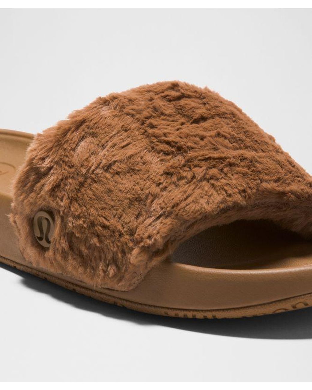 lululemon athletica Natural – Restfeel Faux Fur Slides – – Size 14