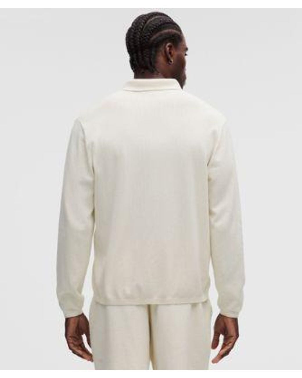 lululemon athletica Natural – Knit Long-Sleeve Polo Shirt – Cotton-Blend – – Size Large for men