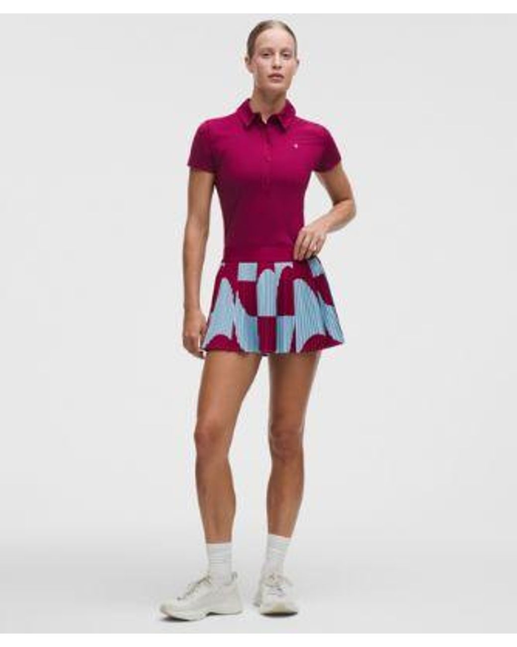 lululemon athletica Red Quick-Dry Short-Sleeve Polo Shirt Straight Hem