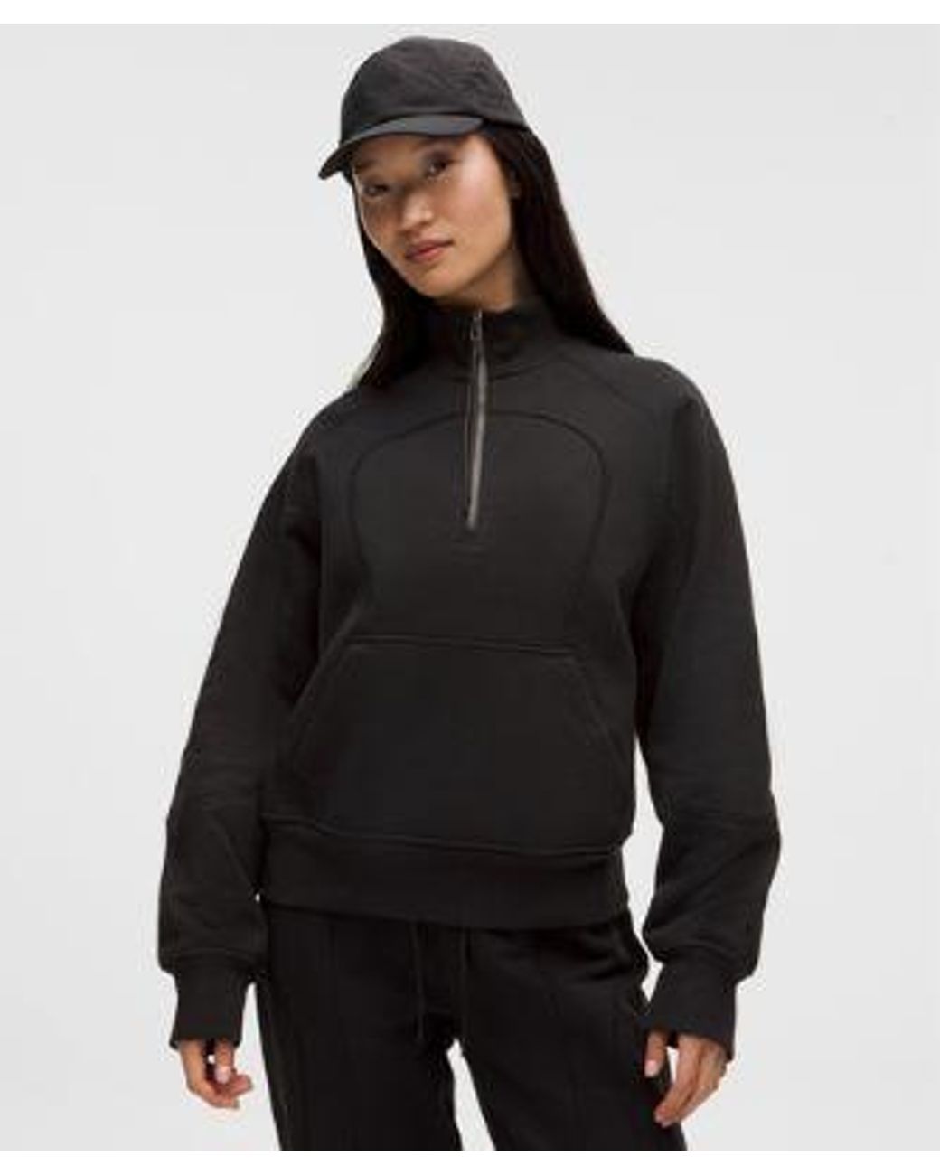 lululemon athletica Black – Cotton Fleece Relaxed-Fit Half Zip Sweatshirt Slnsh Collection – – Size Large