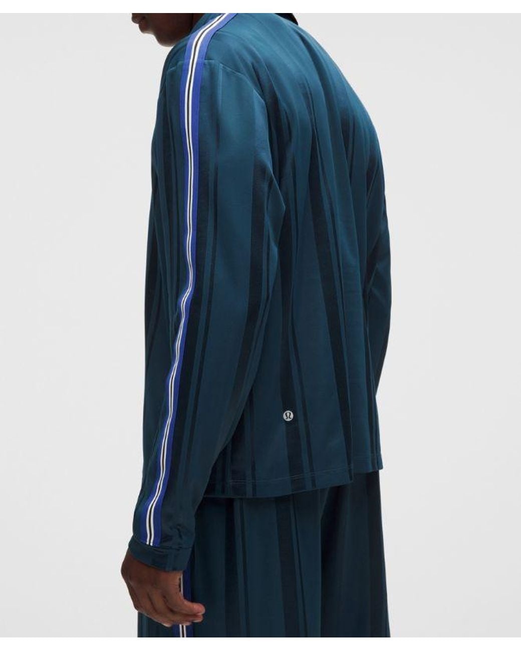 lululemon athletica Blue Knit Stripe Rugby Shirt for men