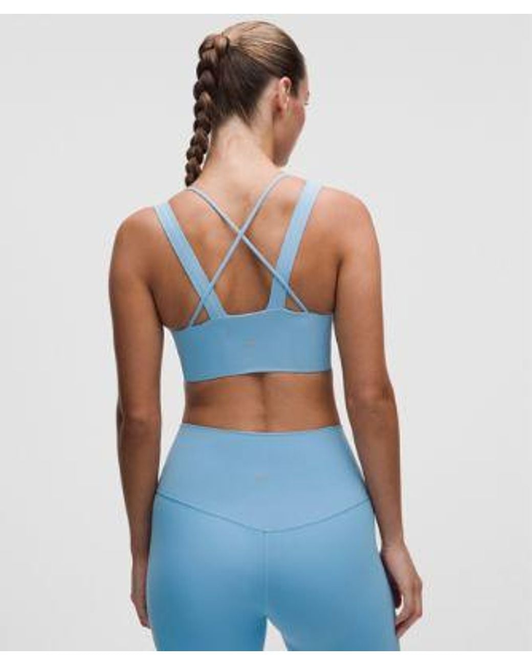 lululemon athletica Blue – Like A Cloud Ribbed Longline Sports Bra Light Support, D/Dd Cup – – Size 14