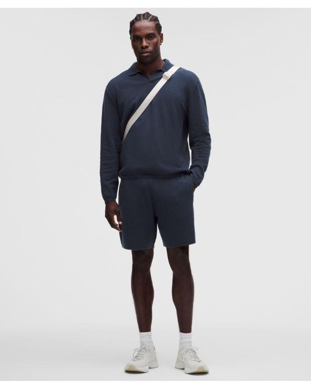 lululemon athletica Blue – Knit Long-Sleeve Polo Shirt – Cotton-Blend – – Size Large for men