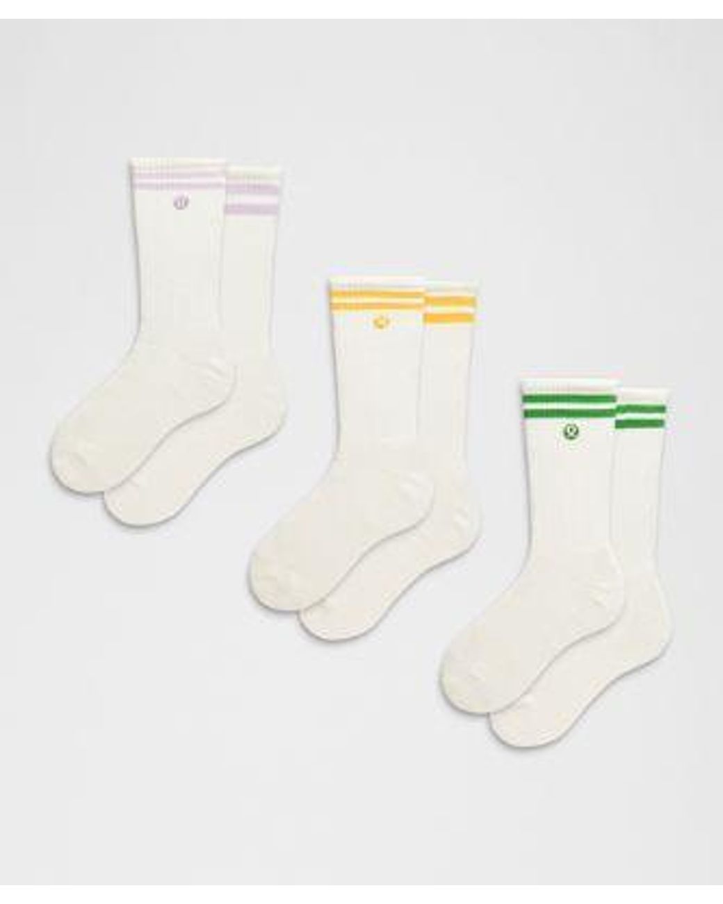 lululemon athletica Metallic – Daily Essential Crew Socks 3 Pack Stripe – – Size Large