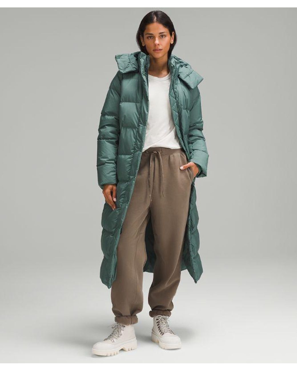 lululemon athletica Green Wunder Puff Long Jacket