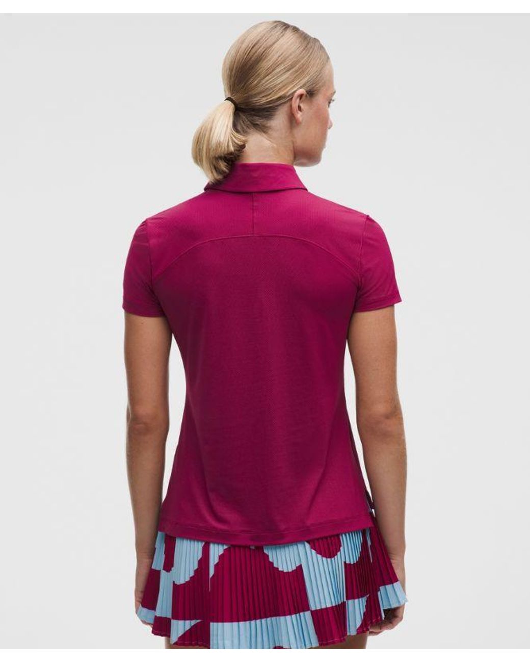 lululemon athletica Red Quick-Dry Short-Sleeve Polo Shirt Straight Hem