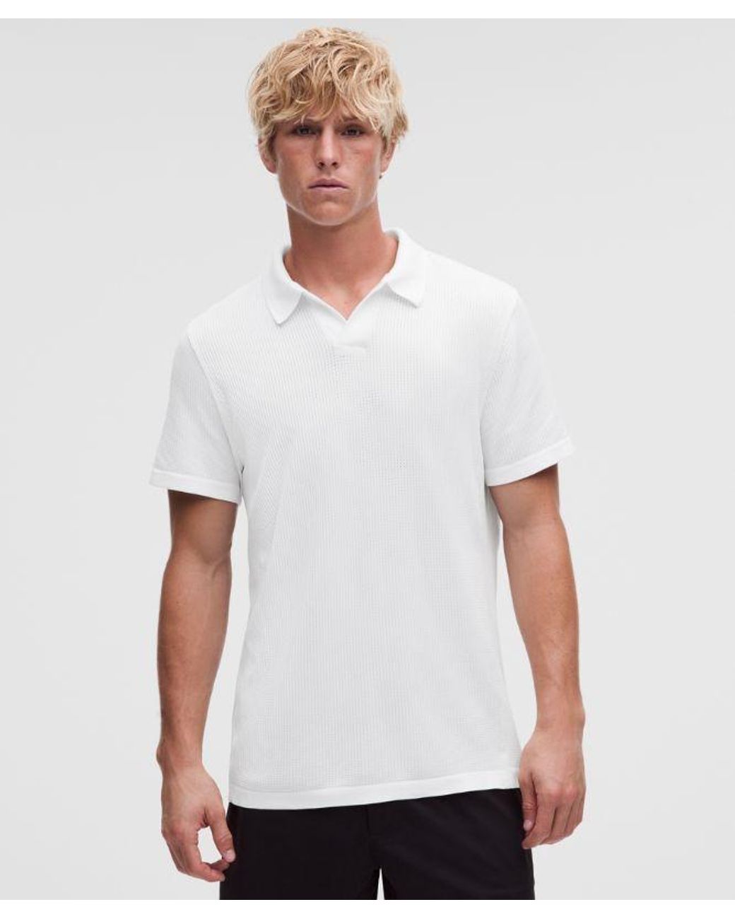 lululemon athletica White – Textured Seamless Polo Shirt – – Size Large for men