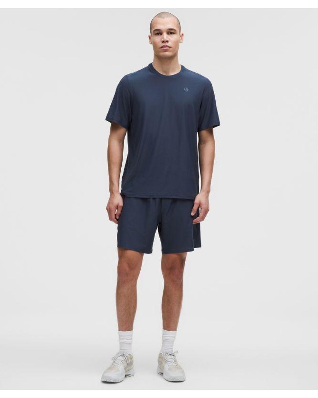lululemon athletica Blue Striped Mesh Tennis Short 7" for men