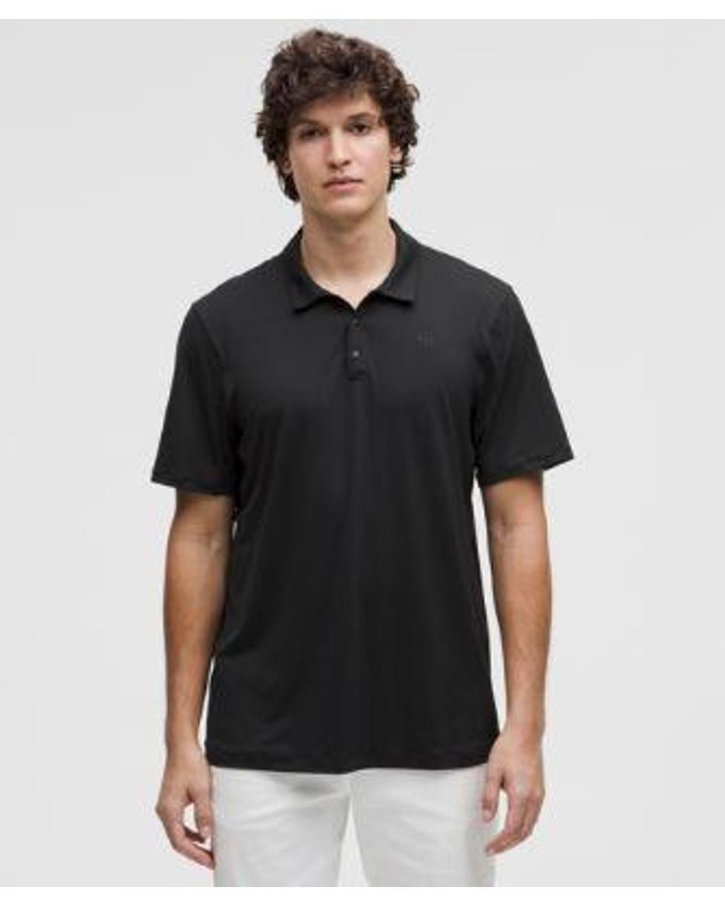 lululemon athletica Black Logo Sport Polo Short Sleeve for men