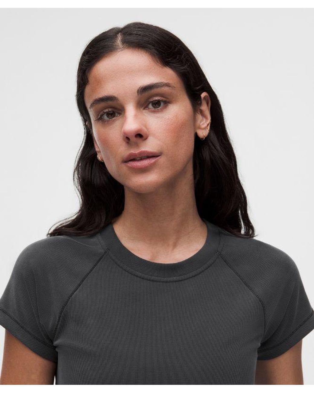 lululemon athletica Black – Micro-Rib Drapey Softstreme Baby Tee – – Size Medium