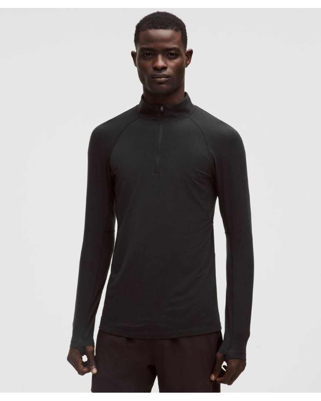lululemon athletica Black – Merino Half-Zip Base Layer – Wool-Blend – – for men