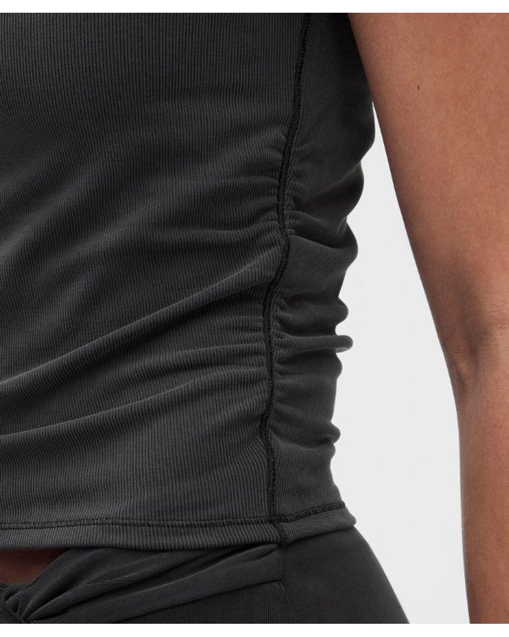 lululemon athletica Black – Micro-Rib Drapey Softstreme Baby Tee – – Size Medium