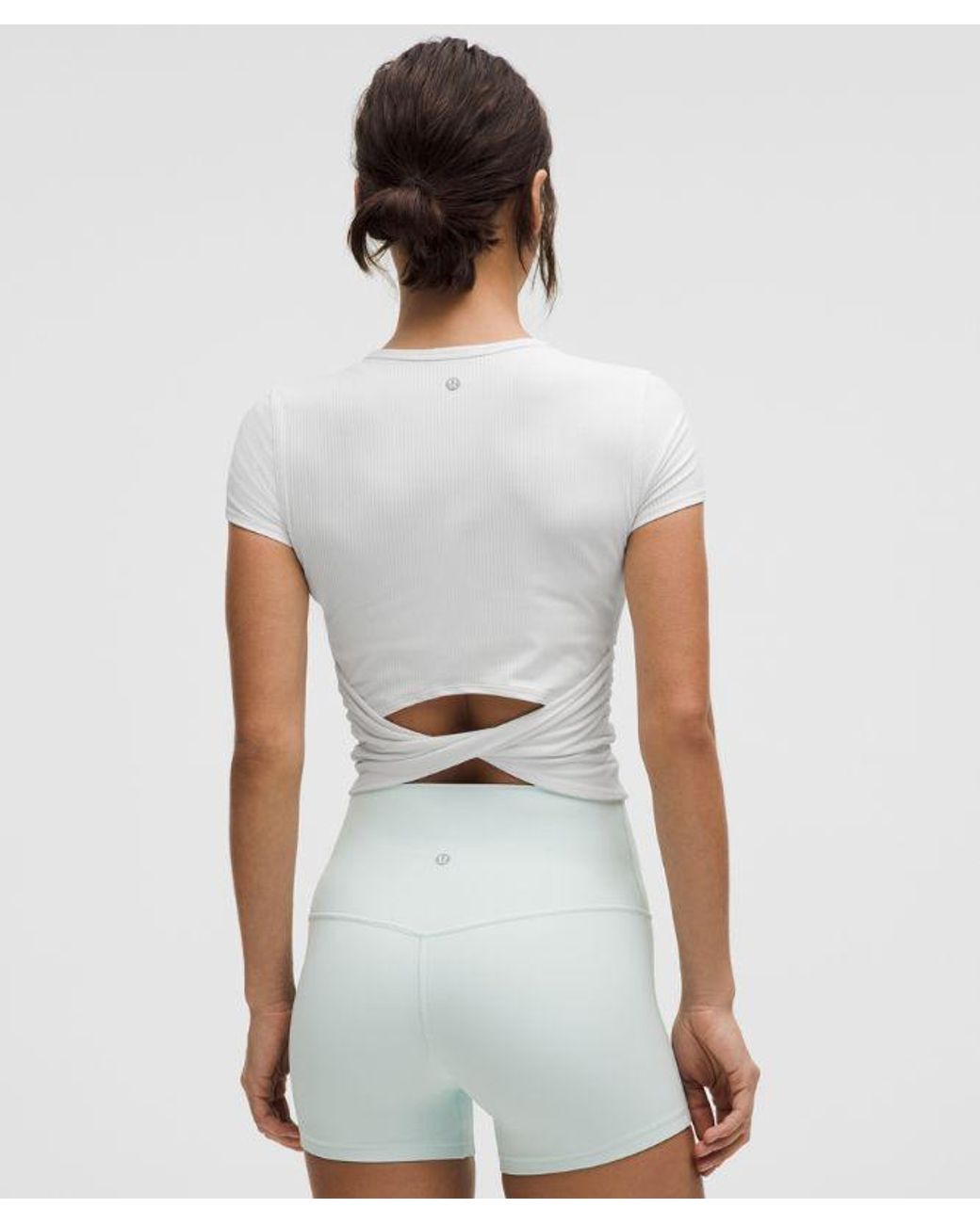 lululemon athletica White All It Takes Back-Twist Ribbed Short-Sleeve Shirt