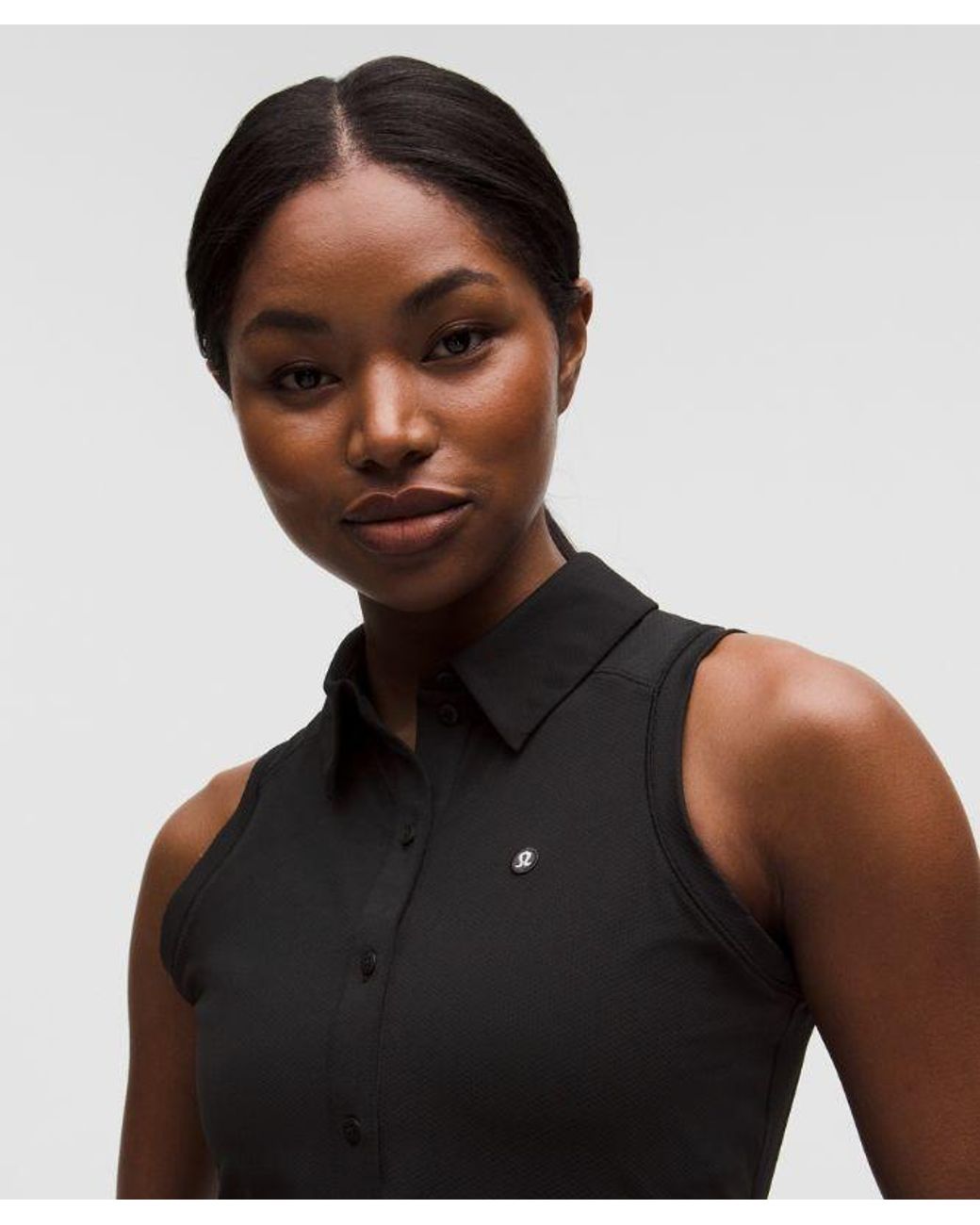 lululemon athletica Black Quick-Dry Sleeveless Polo Shirt Straight Hem